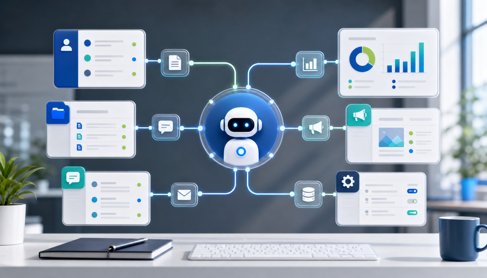 AI workflow dashboard concept for business automation