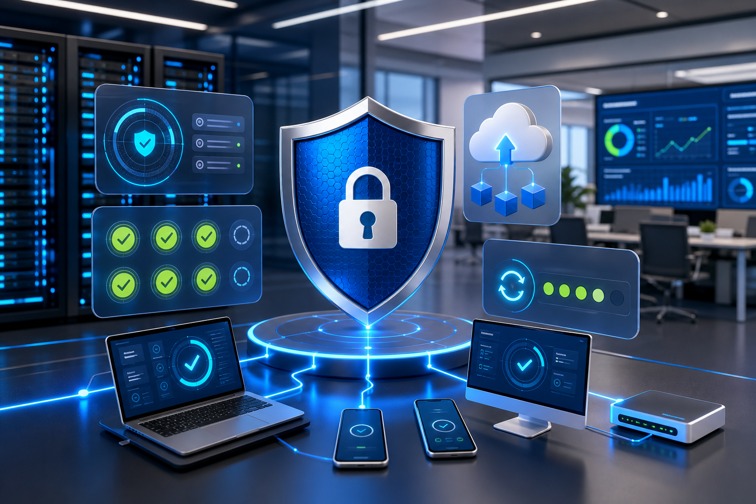 Cybersecurity and managed IT monitoring concept